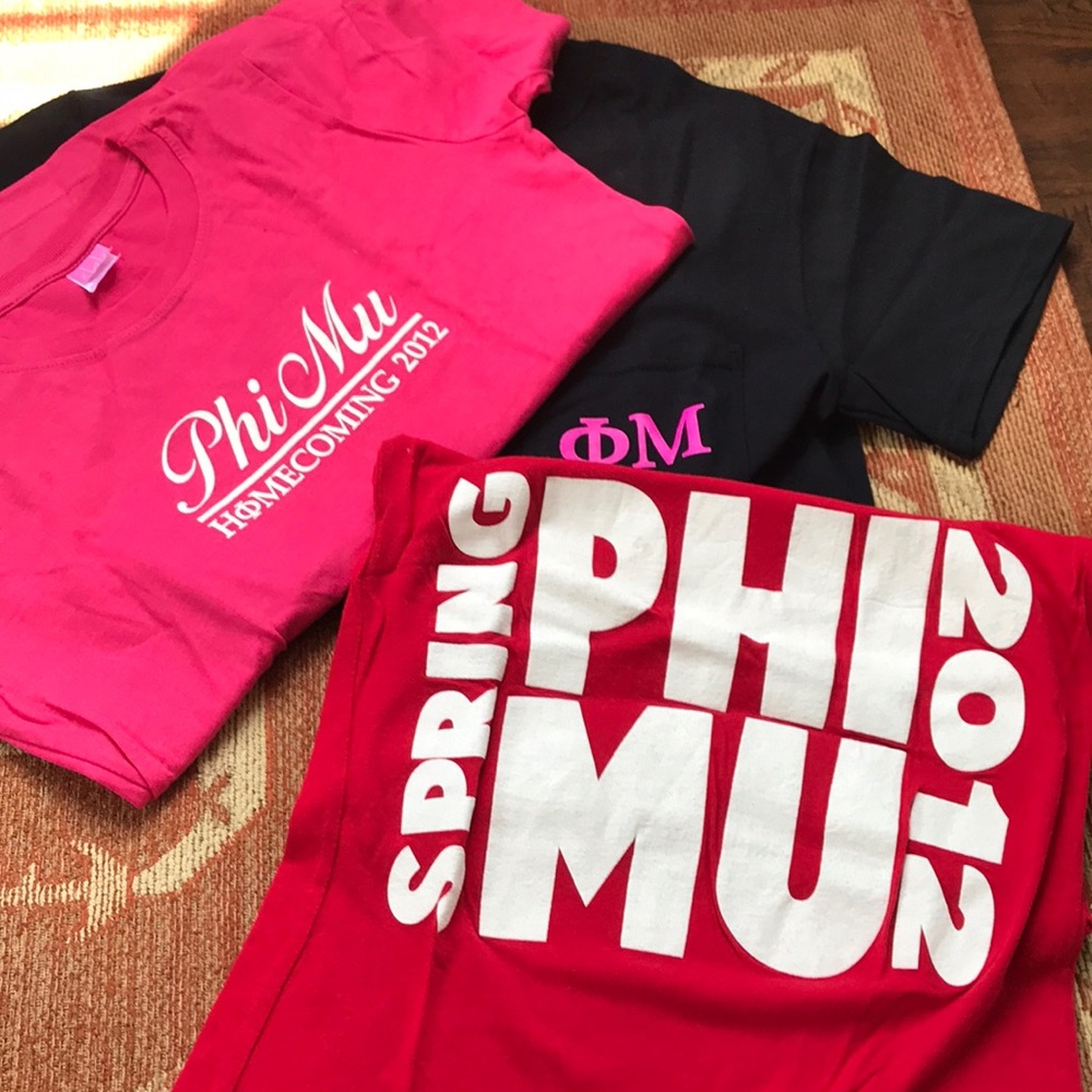 Set of 3 Phi Mu shirts, all size Small